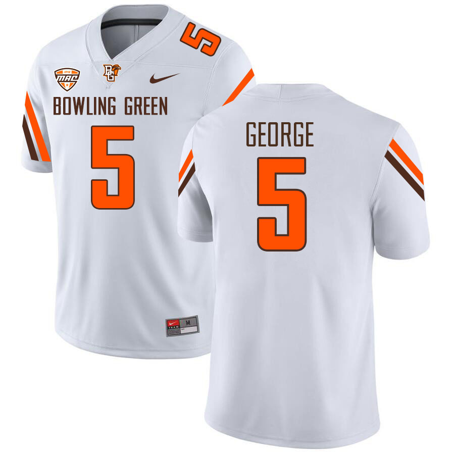 Bowling Green State Falcons #5 Eriq George College Football Jerseys Stitched-White